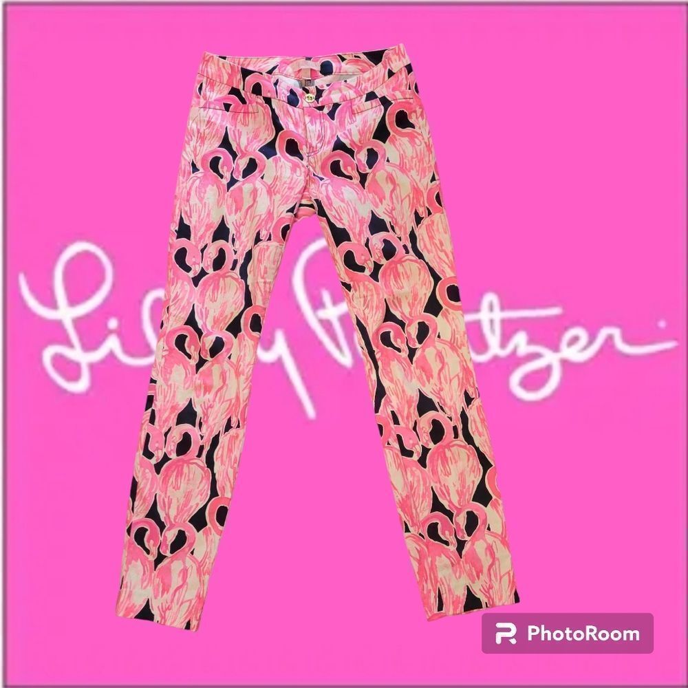Lilly Pulitzer Pink Flamingo Print Pants Size 00